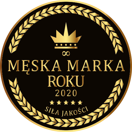 Natural Pharmaceuticals ProMan Plus Auksinė ir juoda emblema su užrašu „2020 m. vyriškų prekių ženklas – kokybės galia“. Centre yra karūna, apsupta auksinių laurų lapų, simbolizuojančių prestižą ir apdovanojimą.